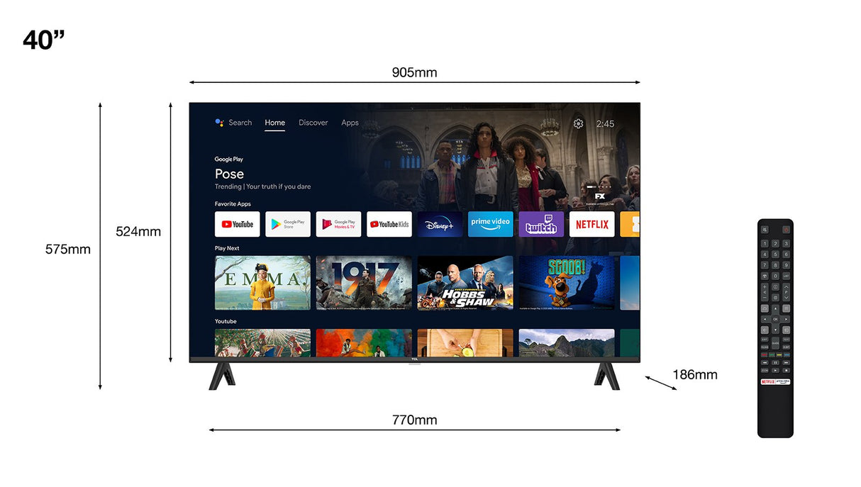 EAN 5901292519766 - TCL S54 40S5400A Televisor 101,6 cm (40") Full HD Smart TV Wifi Plata imagen 2