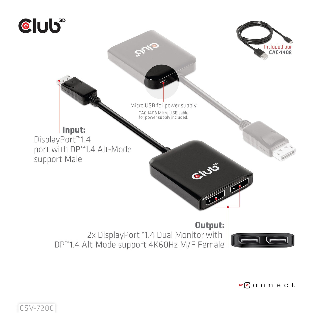 EAN 8719214471927 - CLUB3D Multi Stream Transport (MST) Hub DisplayPort 2x DisplayPort imagen 9