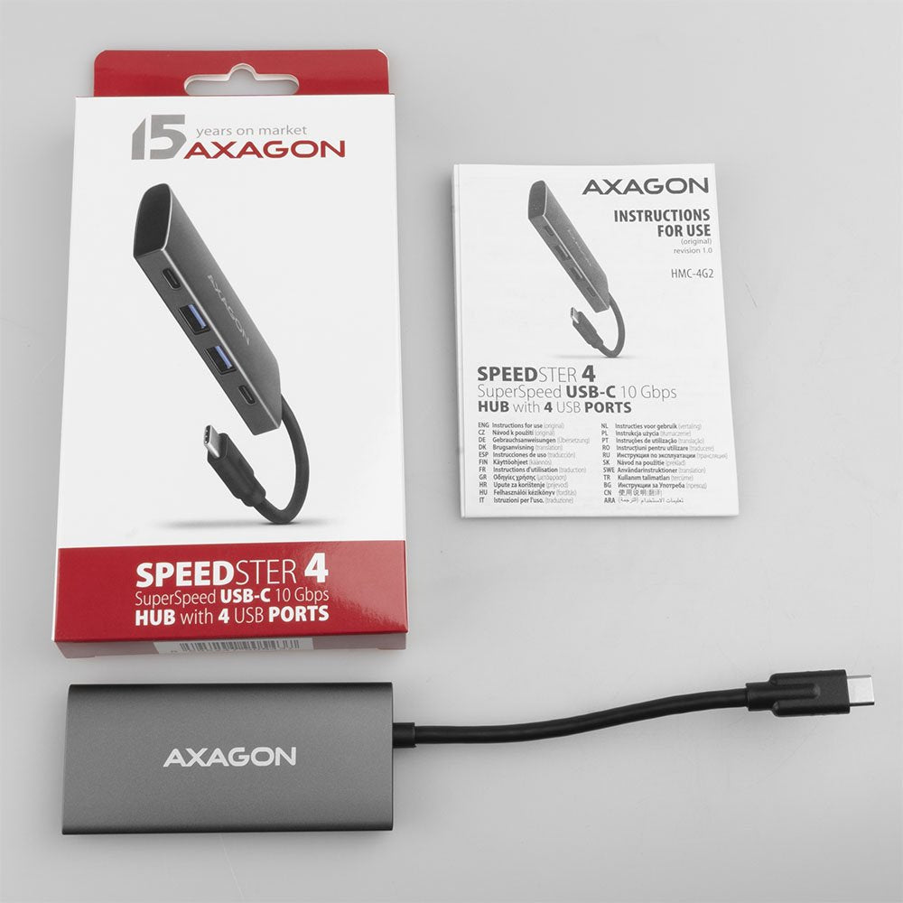 EAN 8595247905437 - Axagon HMC-4G2 hub de interfaz USB 3.2 Gen 2 (3.1 Gen 2) Type-C 10000 Mbit/s Gris imagen 2