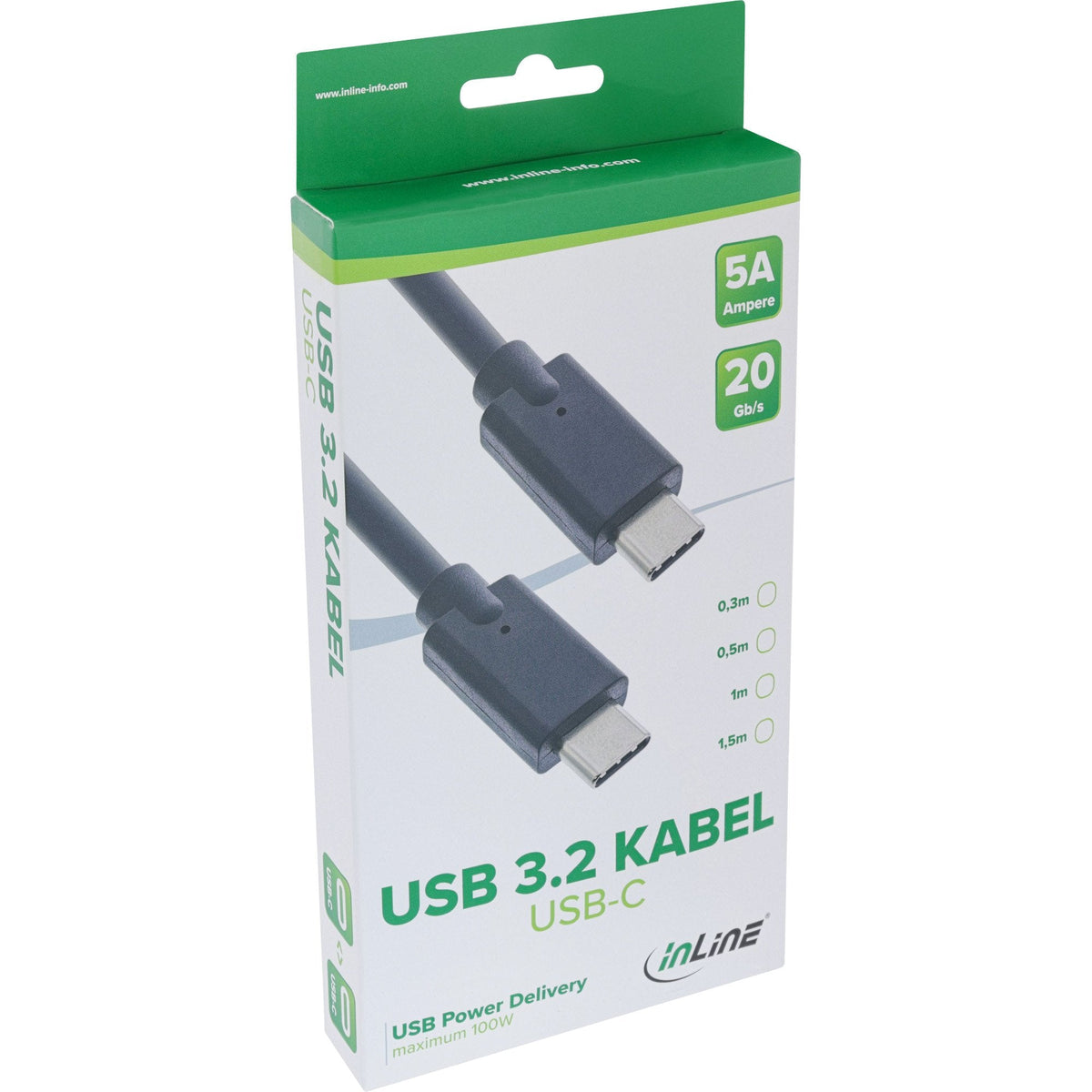 Cable Inline Usb 3.2 Gen.2, Usb Tipo C Macho/Macho, Negro, 0,5 M