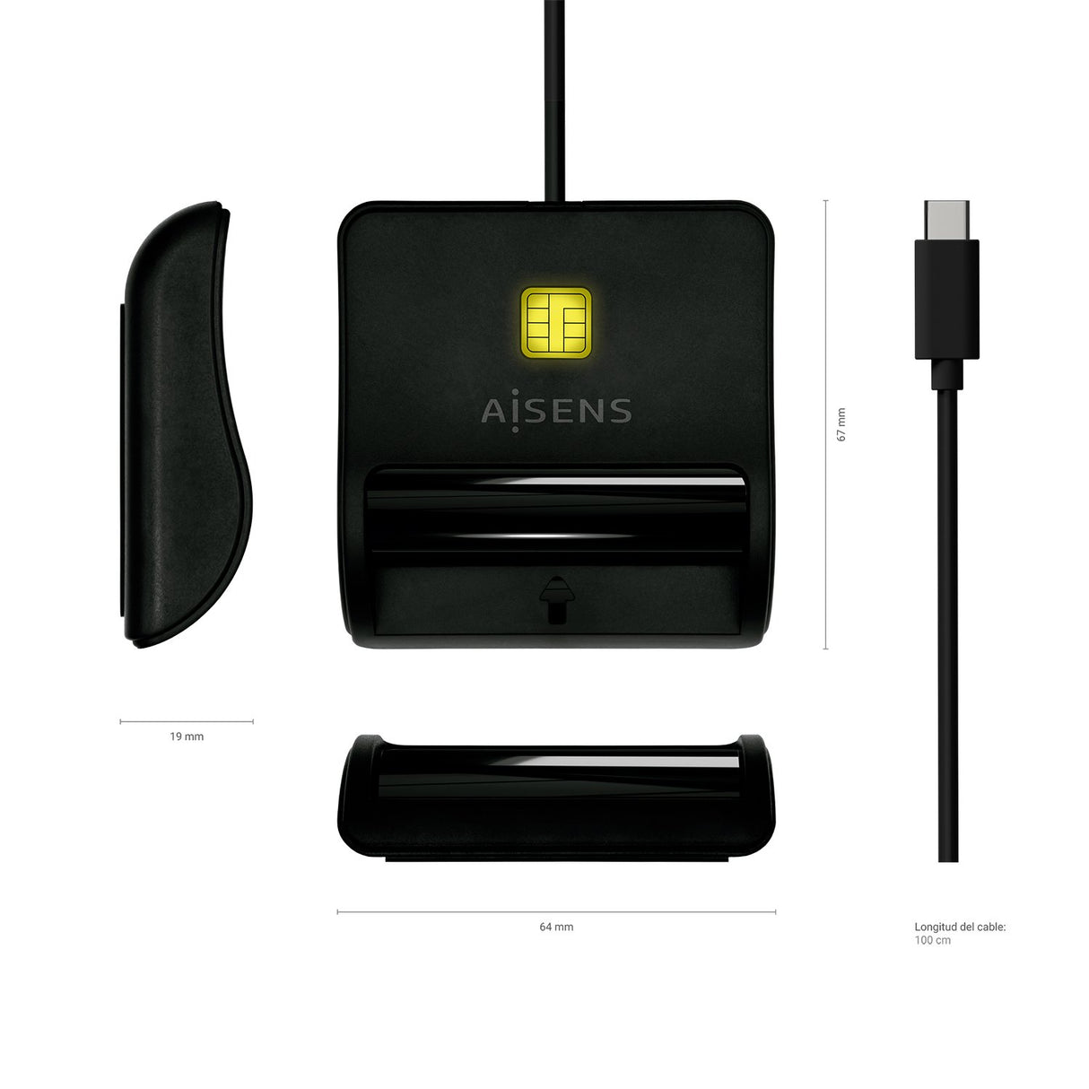 EAN 8436574706291 - AISENS ASCR-SN03C-BK lector de control de acceso Lector USB de control de acceso imagen 4