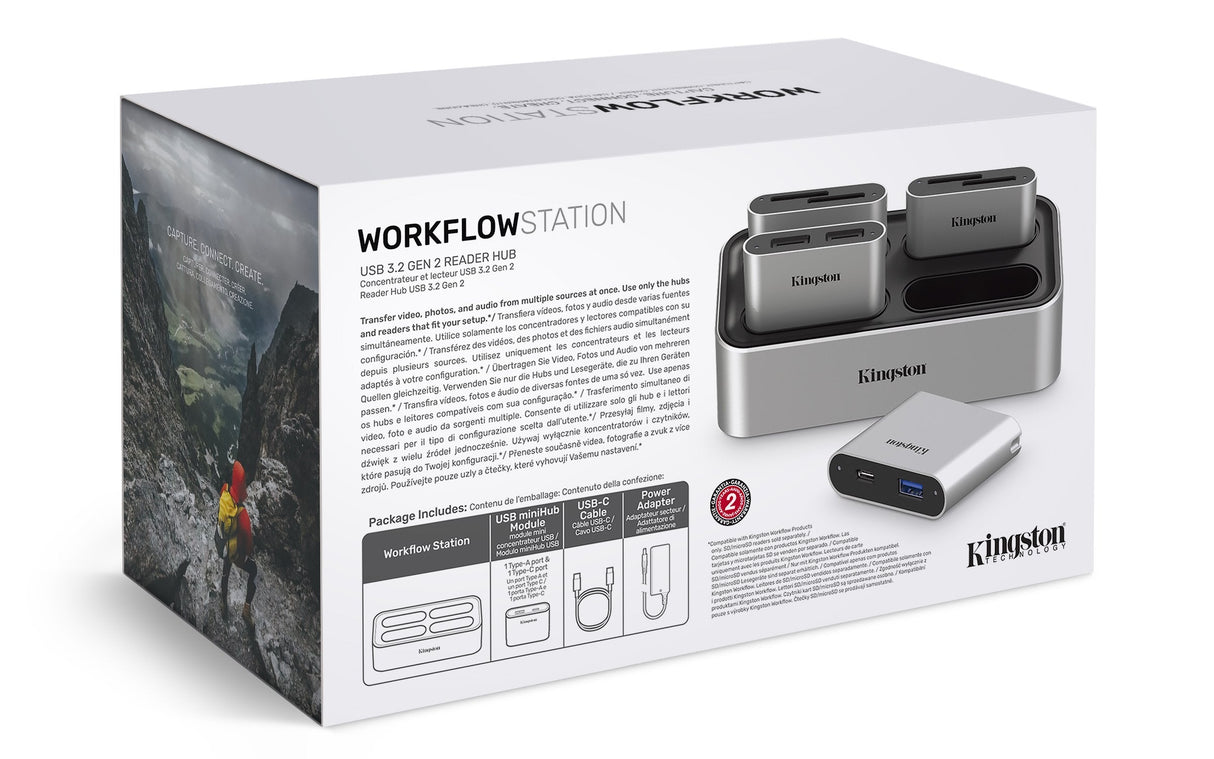 Kingston Workflow Station + Lector De Tarjetas Sd, Estación De Acoplamiento Plateado/Negro Wfs-S