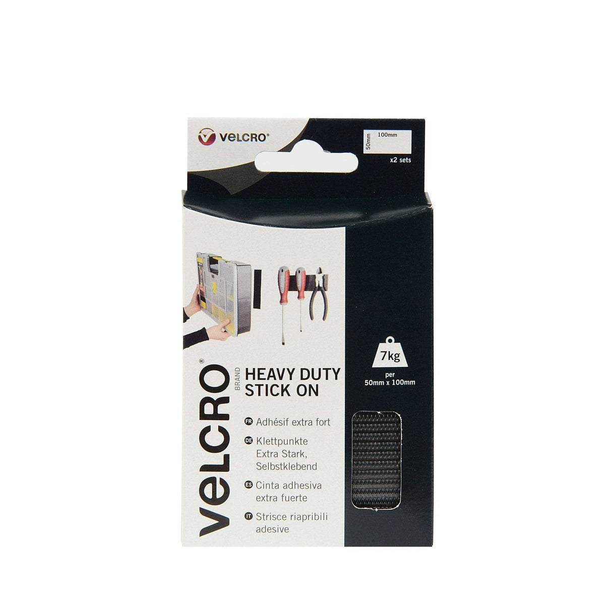 Velcro Klettstreifen Extra Stark Autoadhesivo, Haken & Flausch 50mm X 100mm X 2 Sets Negro