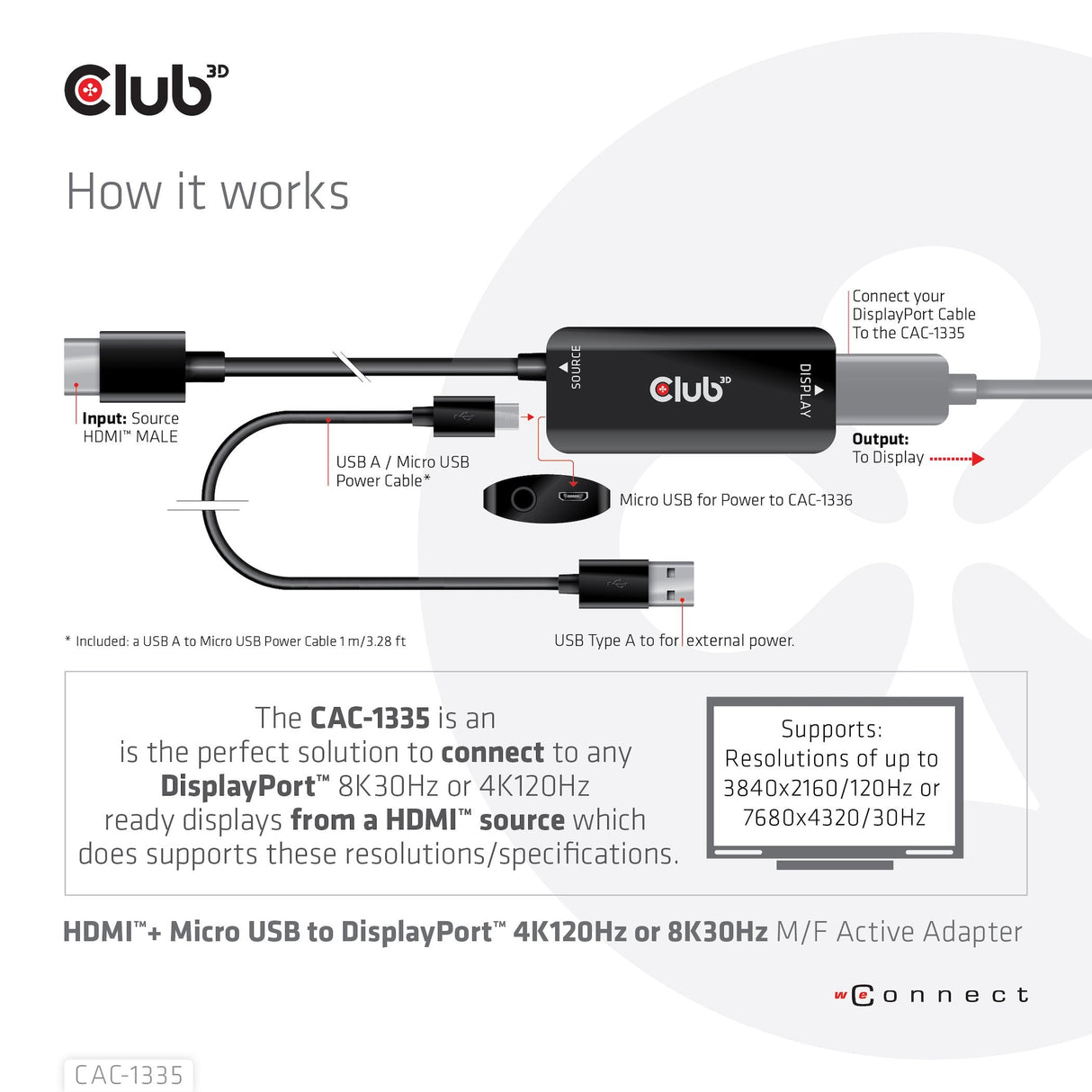EAN 8719214472498 - CLUB3D CAC-1335 adaptador de cable de vídeo 1 m HDMI + USB DisplayPort imagen 17