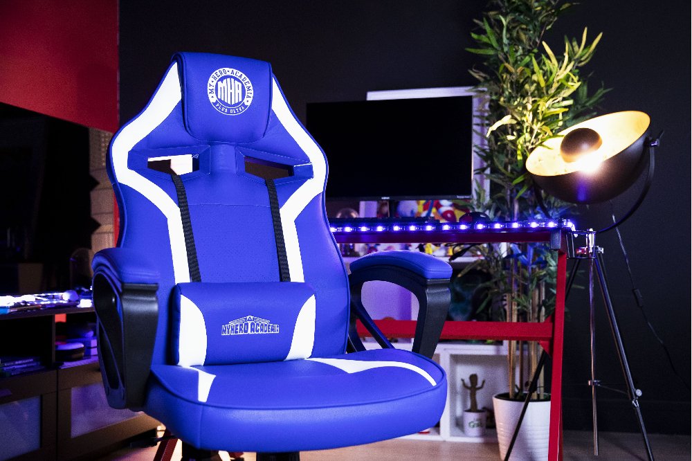 Silla Gamer Konix Mha Gran Comodidad Y Ergonomia Inclinacion Hasta 15º Color Azul Y Blanco Kon Chair Mha