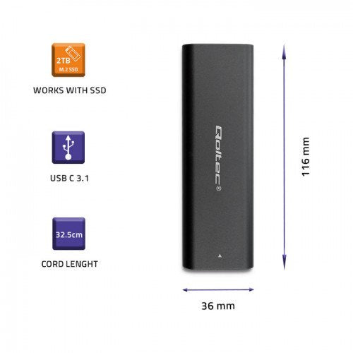 EAN 5901878503110 - Qoltec 50311 caja para disco duro externo Caja externa para unidad de estado sólido (SSD) Negro M.2 imagen 3