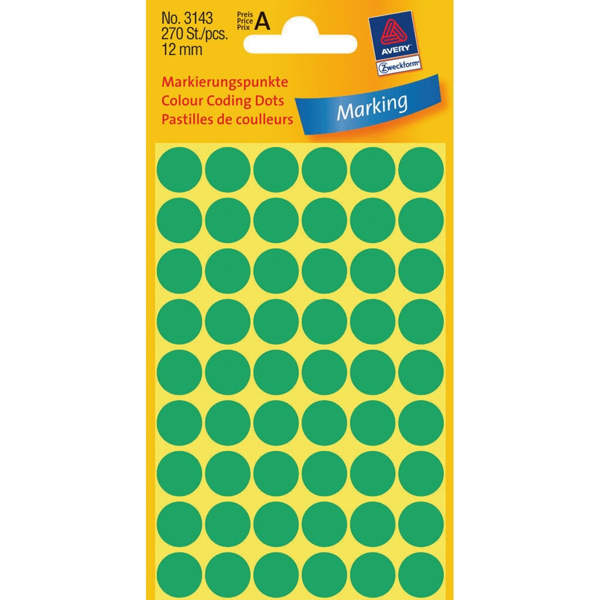 Avery Zweckform Klebepunkte 3143 Verde Ø 12,0 Mm, 270 Unidades
