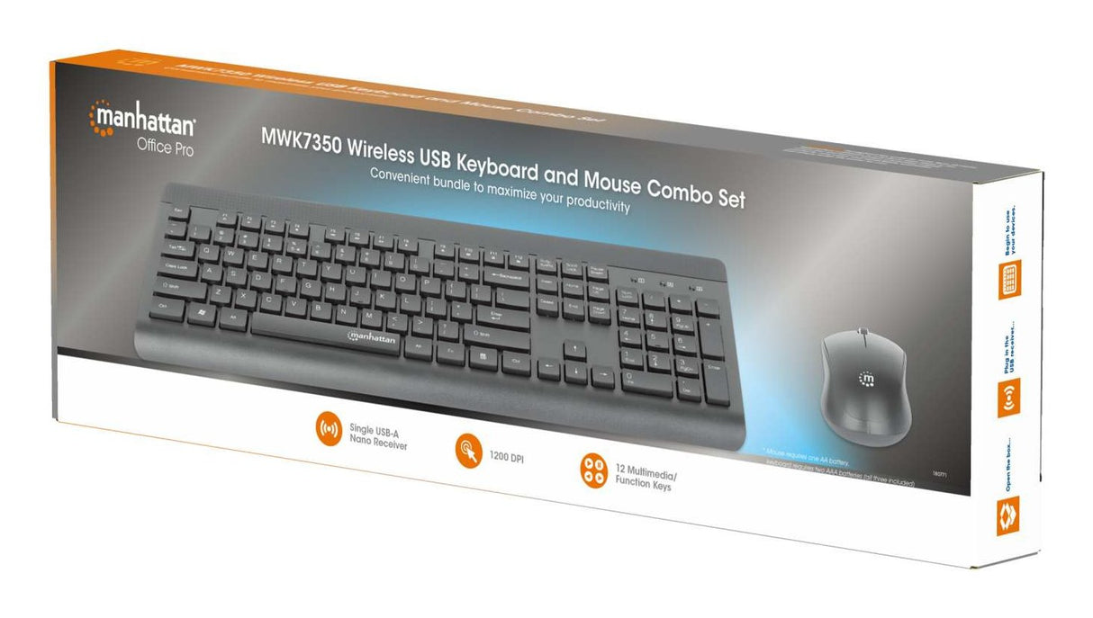 EAN 0766623180771 - Manhattan 180771 teclado Ratón incluido Universal RF inalámbrico QWERTY Negro imagen 2