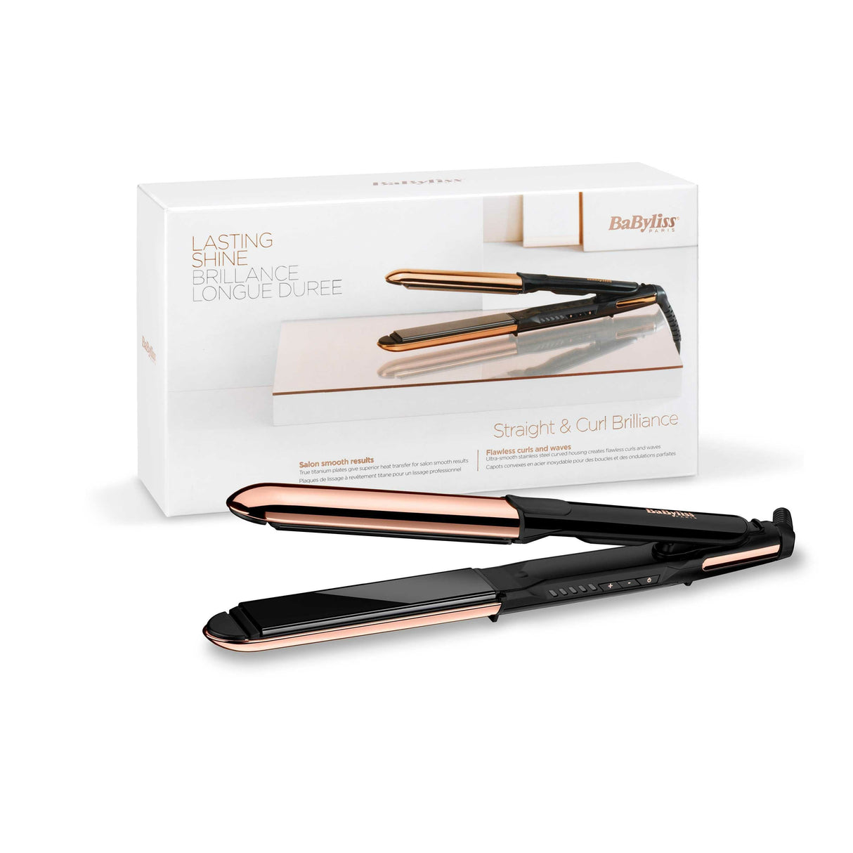 EAN 3030050153385 - BaByliss Straight & Curl Brilliance Rizador de pelo Caliente Negro, Rosa 48 W 3 m imagen 2