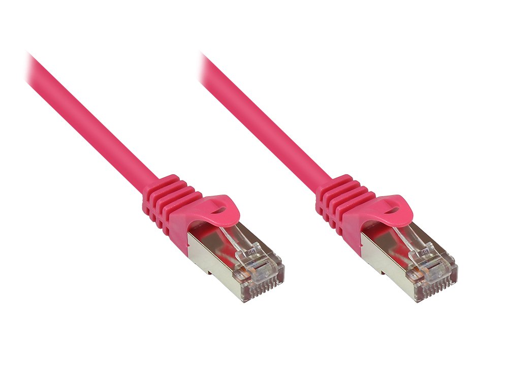 Rns® Cable De Red Mit Rastnasenschutz, Cat. 5e, Sf Utp, Pvc, 100mhz, Magenta, 0,15m, Good Connections®