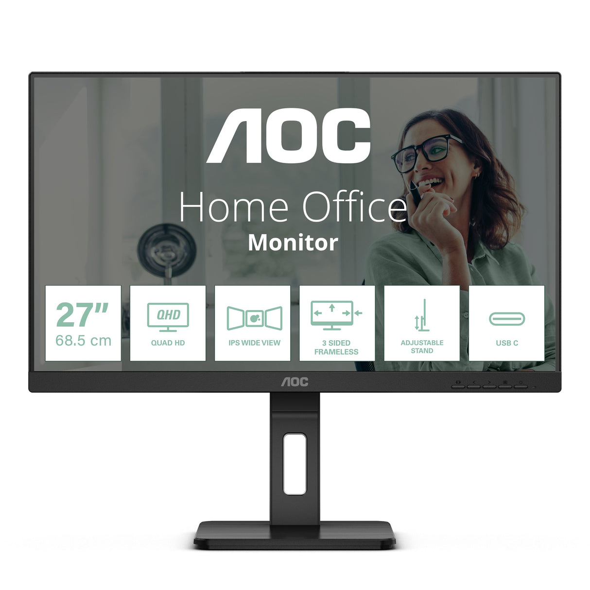 Monitor Aoc Q27p3cv 27" Va Tft 2560x1440 Hdmi Dp Usb Black