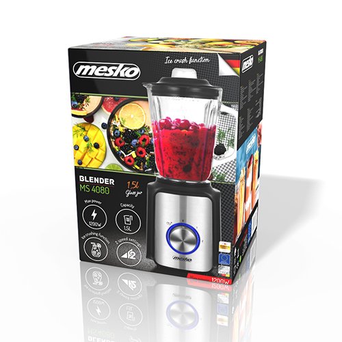 EAN 5902934839204 - Mesko Home MS 4080 licuadora 1,5 L Batidora de vaso 1200 W Arándano, Acero, Transparente imagen 13