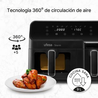 Freidora De Aire Ufesa Storm Doble 2700w 9l Negro