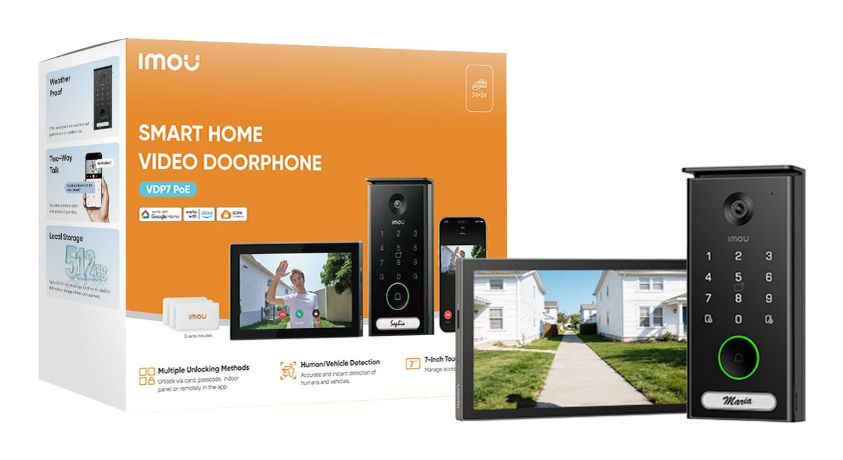 Imou Vdp7 Poe, Con Cable, Erkennung De Menschen, Fahrzeugerkennung, 120 M, 17,8 Cm (7"), 1024 X 600 Pixel, 5 Mp
