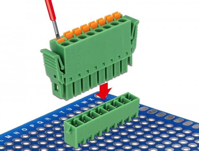 Delock 65974 Bloque De Terminales Fijado Para Pcb 8 Pin 3,81 Mm Paso Vertical
