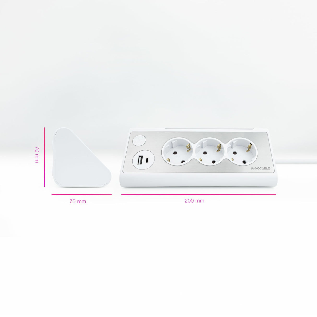 EAN 8433281011359 - Nanocable 10.37.0013-W base múltiple 1,5 m 3 salidas AC Interior Aluminio, Blanco imagen 2