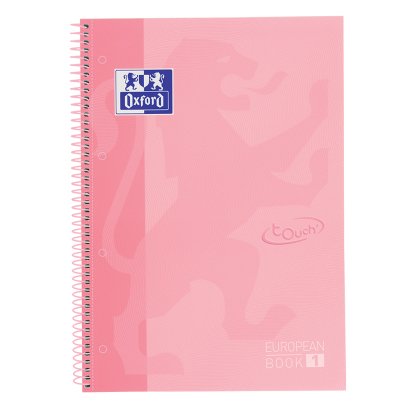 Oxford Cuaderno Europeanbook 1 School Microperforado 80 Hojas 1 Línea Tapas Extraduras Touch A4+ Flamingo Pastel -5u-