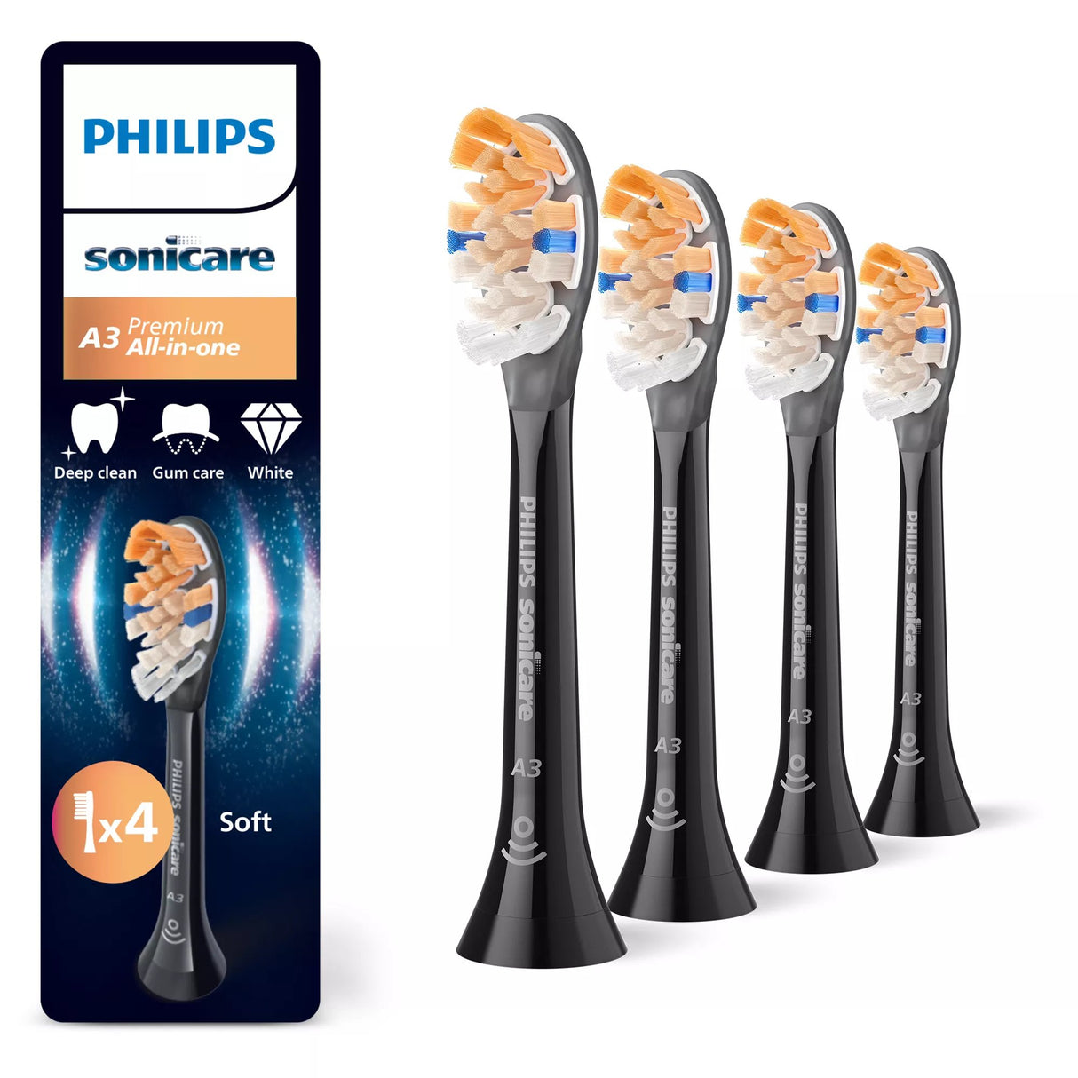 EAN 8720689037396 - Philips HX9094/88 cepillo de cabello 4 pieza(s) Negro imagen 1