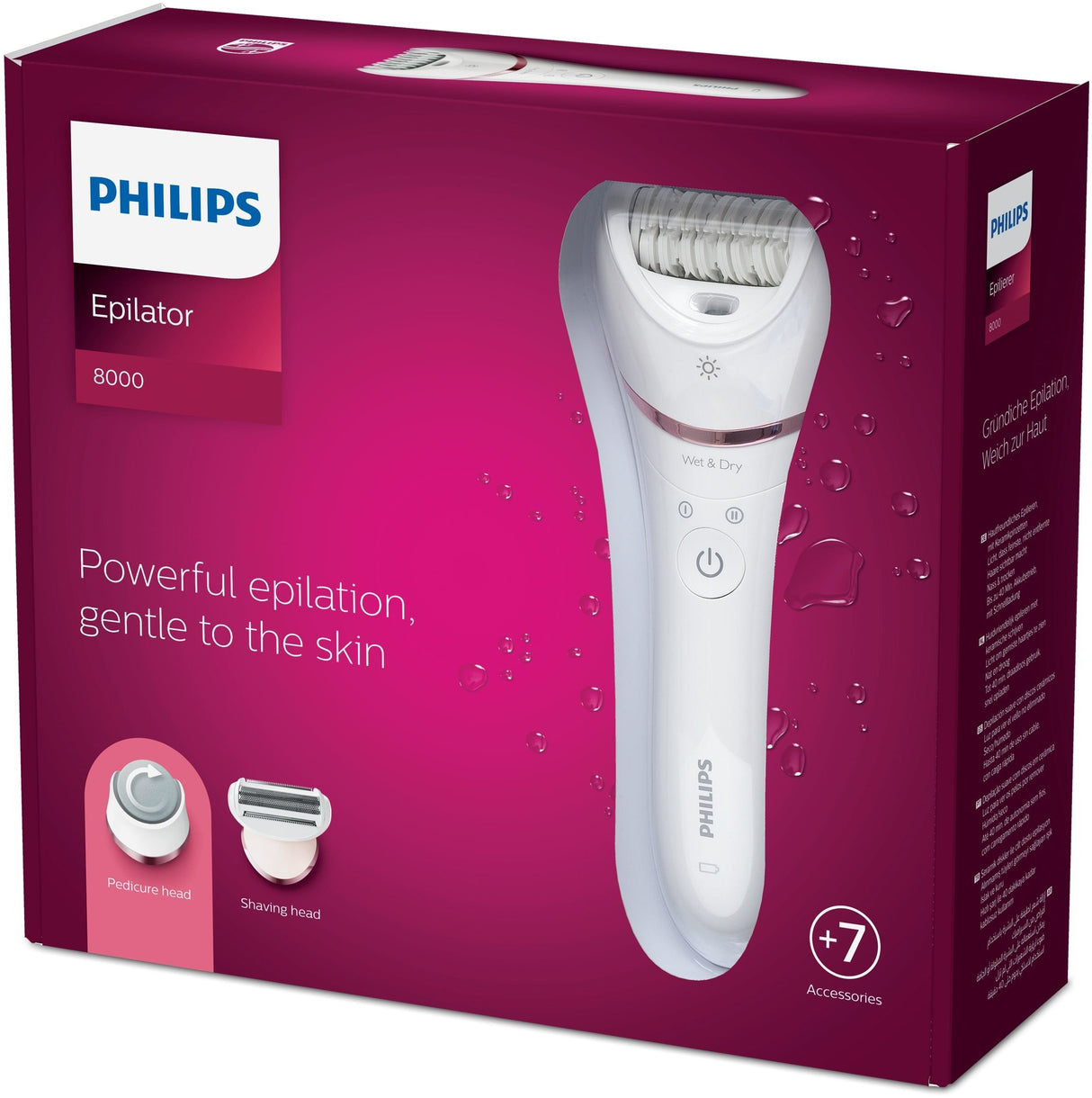 EAN 8710103935520 - Philips 8000 series BRE730/10 depiladora Rosa, Blanco imagen 4