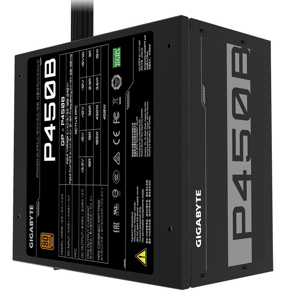 EAN 4719331551612 - GIGABYTE P450B unidad de fuente de alimentación 450 W 20+4 pin ATX ATX Negro imagen 2