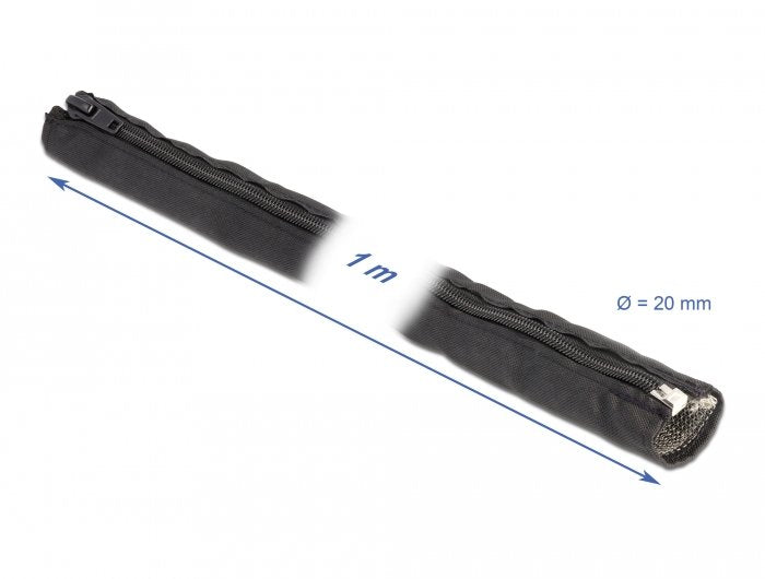 Emv Abschirmgeflechtschlauch Mit Reissverschluss Hitzebeständig 1 M X 20 Mm Schwarz