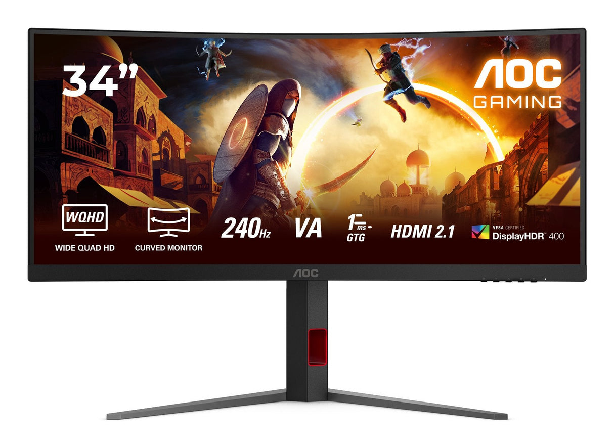 Monitor Aoc G4 Cu34g4z 34" 3440 X 1440 Pixeles Wide Quad Hd Led Negro, Rojo