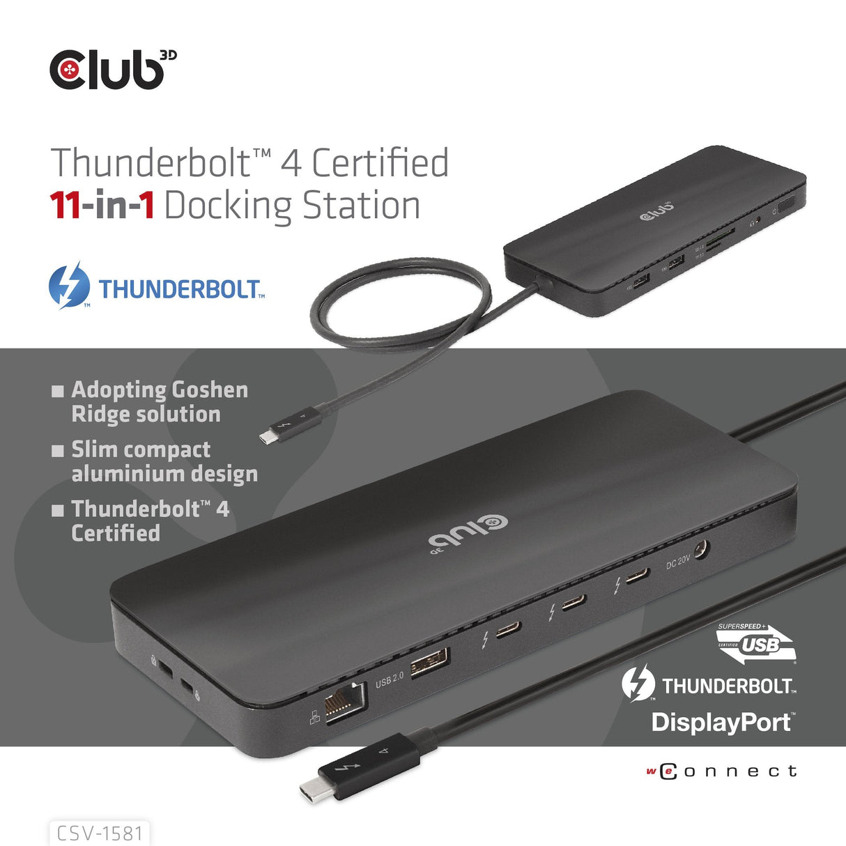 EAN 8719214472603 - CLUB3D CSV-1581 base para portátil y replicador de puertos Thunderbolt 4 Negro imagen 8