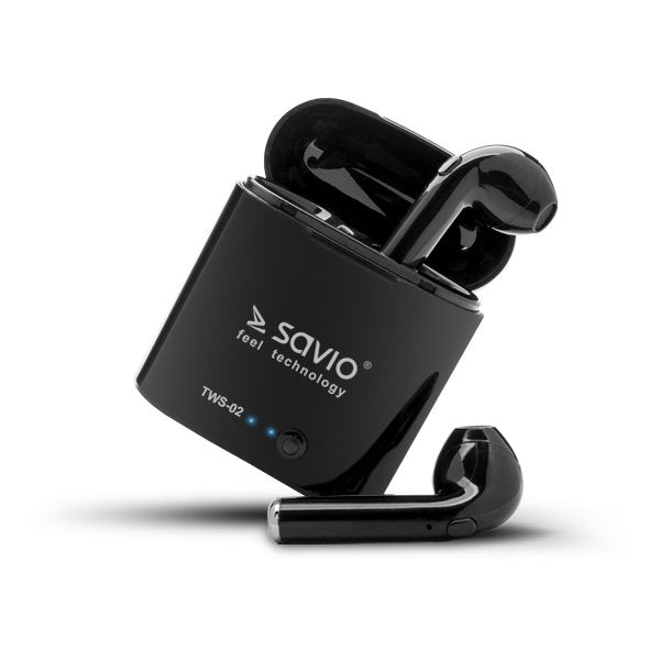 EAN 5901986045281 - Savio TWS-02 auricular y casco Auriculares Inalámbrico Dentro de oído Llamadas/Música Bluetooth Negro imagen 2
