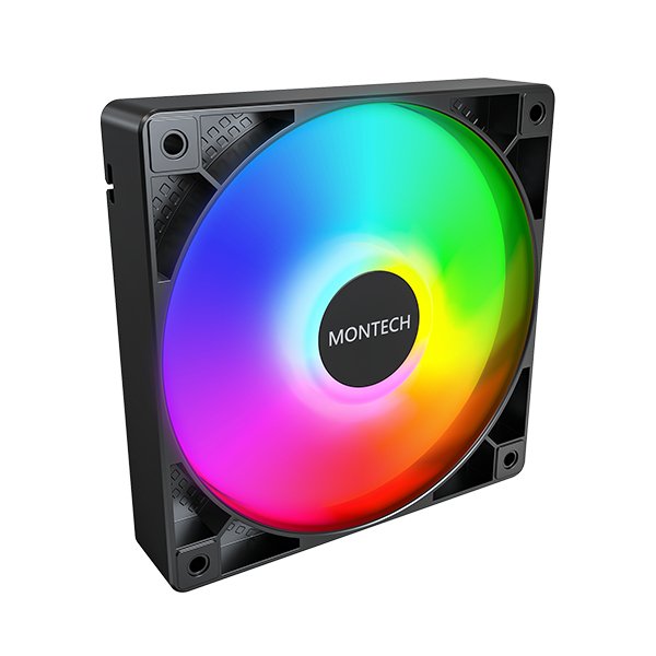 Ventilador 120x120 Montech Gf120 Pwm Black Pack 3 + Hub