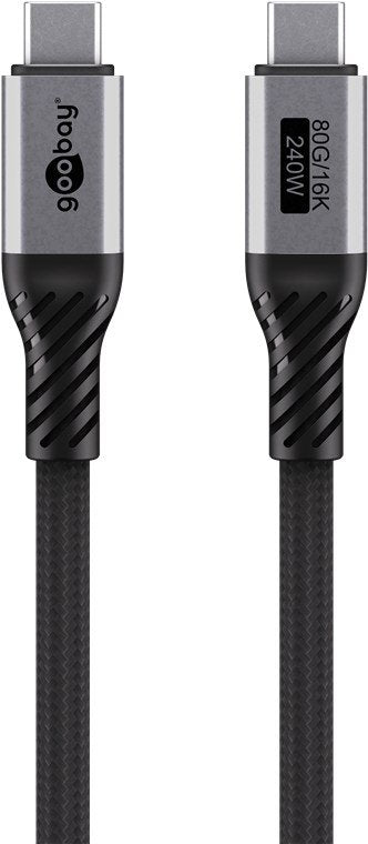 Cable De 1,50m Usb 4 G3x2 80gbps Pd240w Usb-C Macho A Usb-C Macho Negro Video 16k@60hz Datos Y Carga