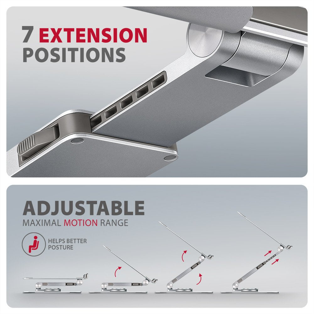 Stnd-Lr Podstawa Do Laptopów Aluminiowa 10-16" Regulowane Katy Nachylenia, Obrót O 360 Stopni