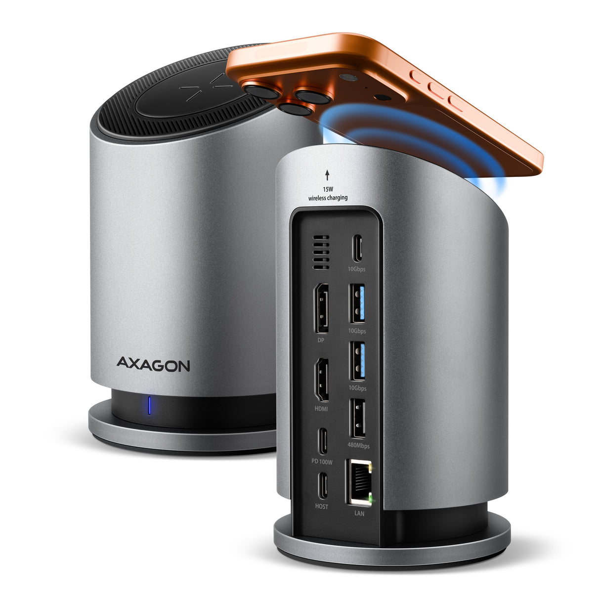 EAN 8595247908735 - Axagon HMC-WL9 base para portátil y replicador de puertos Alámbrico USB 3.2 Gen 2 (3.1 Gen 2) Type-C Gris imagen 1