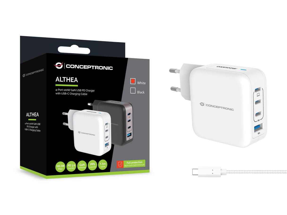 EAN 4015867236529 - Conceptronic ALTHEA18W cargador de dispositivo móvil Universal Blanco Corriente alterna Carga rápida Inte imagen 3