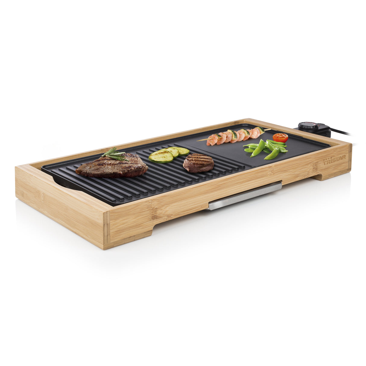 EAN 8713016053831 - Tristar BP-2641 barbacoa y parrilla al aire libre Mesa Eléctrico Bamboo, Negro 2200 W imagen 2