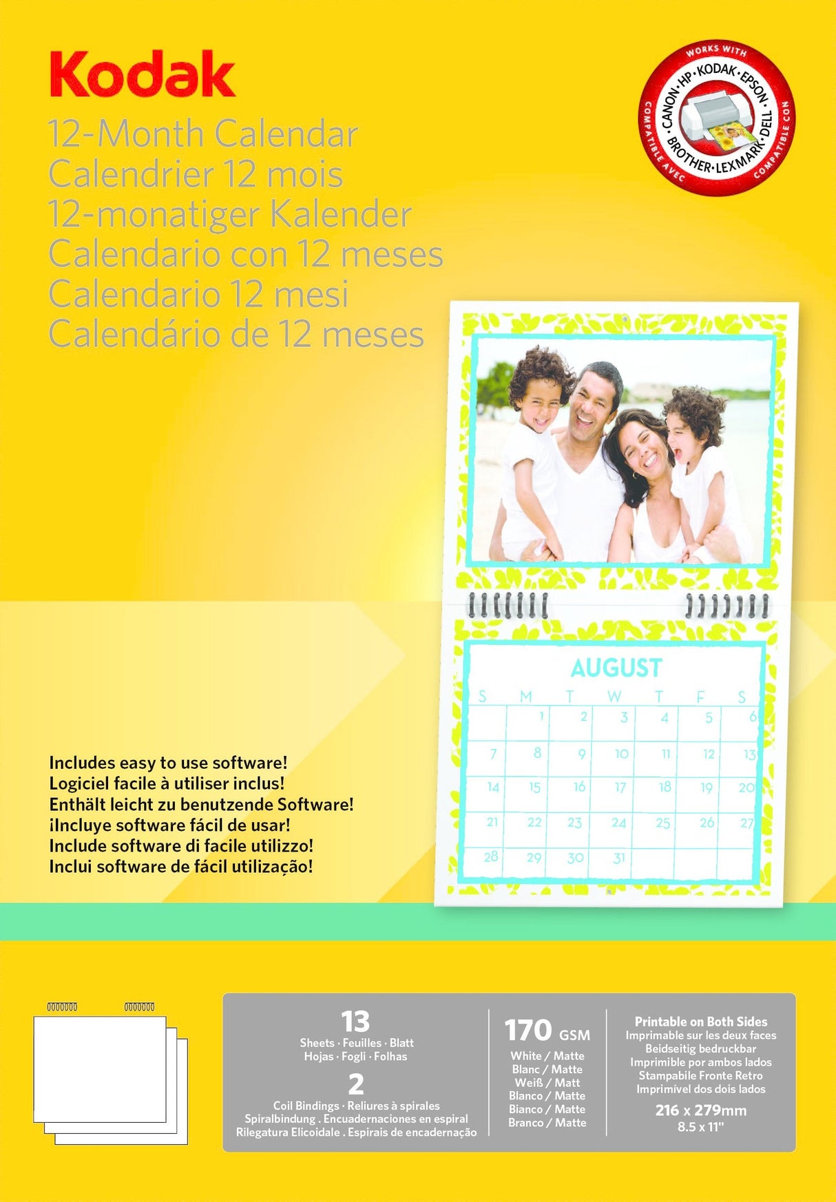 Kodak Papel Fotográfico Especial Calendarios 216x279mm 170gr -Pack 13 Hojas-