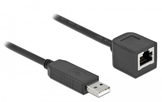 Delock 64163 Cable De Conexión Serial Con Chipset Ftdi, Usb 2.0 Tipo-A Macho A Rs-232 Rj45 Hembra De 50 Cm Negro