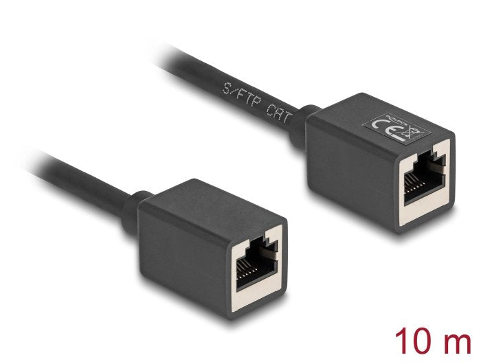 Delock Netzwerk Verlängerungscable Rj45 Kupplung Buchse Zu Rj45 Buchse Cat.6a S Ftp 10 M Schwarz