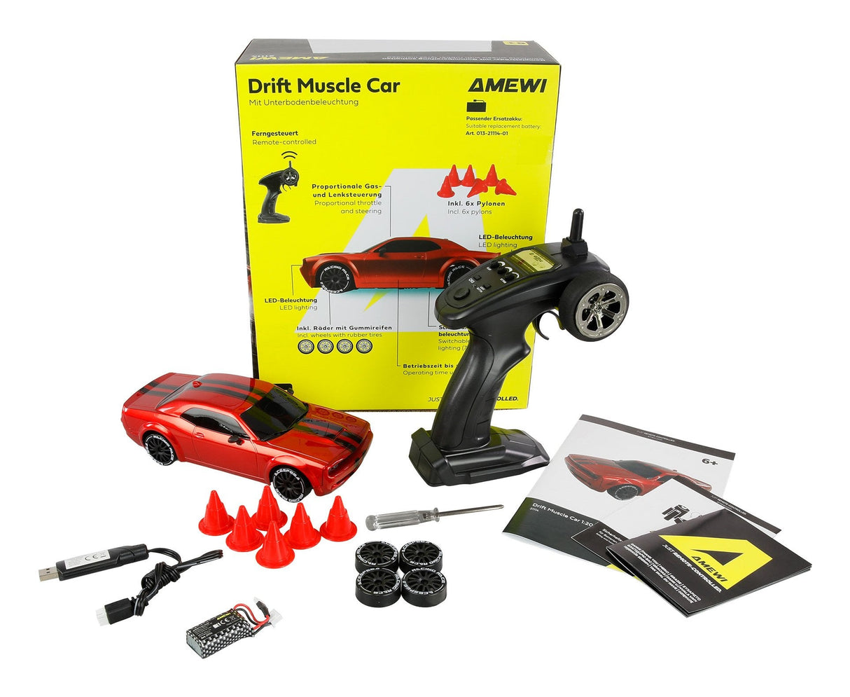 Amewi Rc Drift Muscle Car 4wd 1:20 Rtr Rot