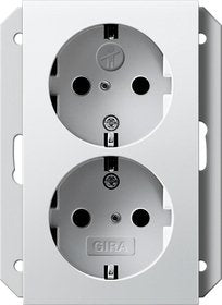 Gira 273103 Schuko-Doppelsteckdose Für Up Geräted. 1f. + Safetyplus Rw Glänz.
