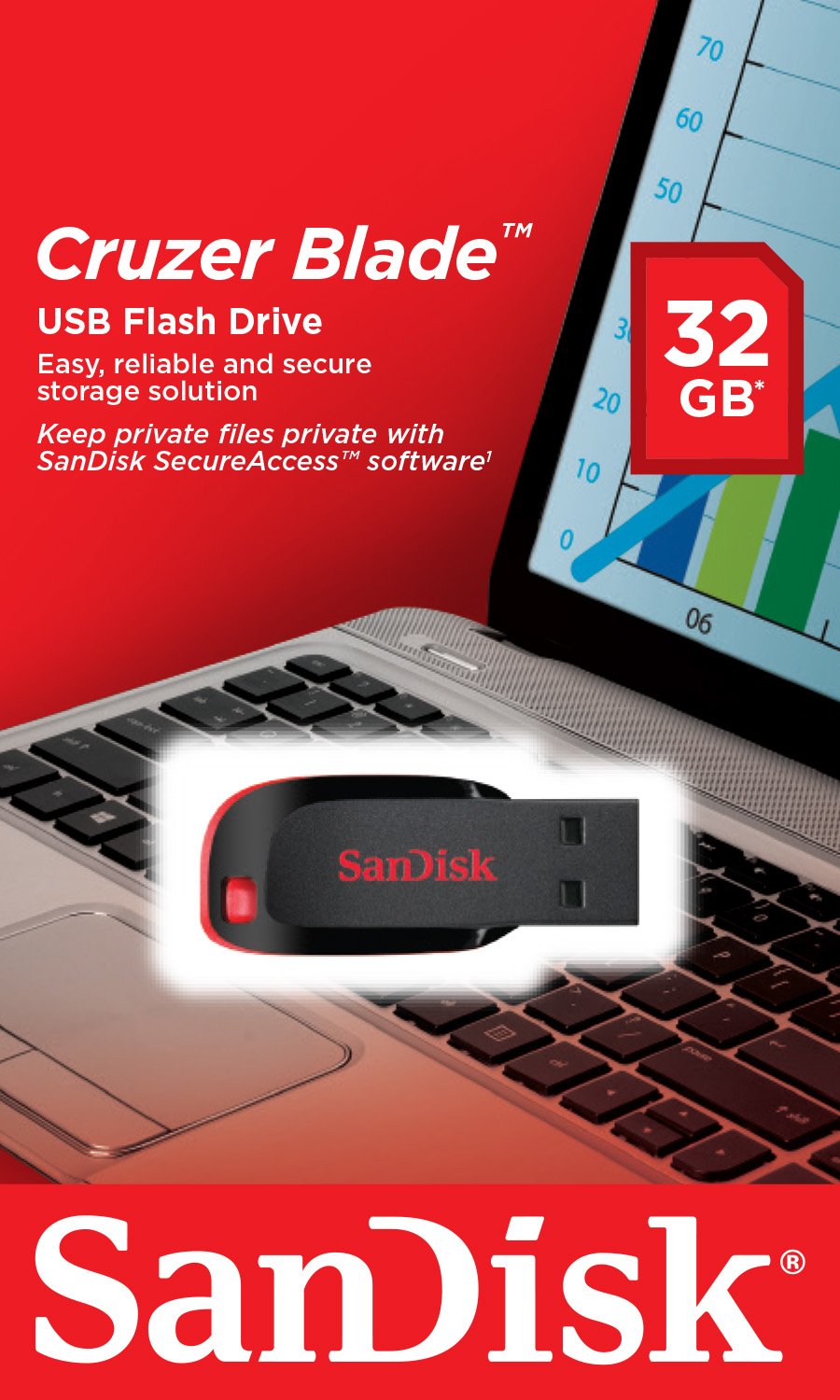 EAN 0619659069193 - SanDisk Cruzer Blade unidad flash USB 32 GB USB tipo A 2.0 Negro, Rojo imagen 3
