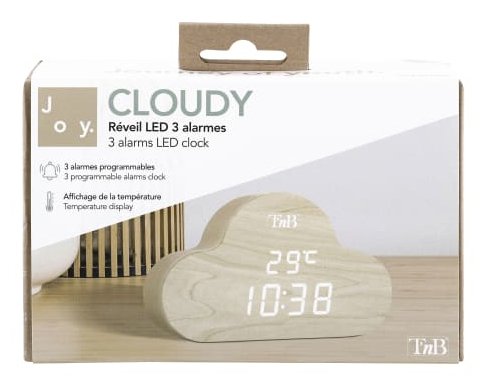 Tnb Joy - Reloj Led Con 3 Alarmas En La Nube - Efecto Madera
