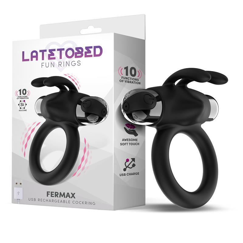 Fermax Anillo Vibrador Con Conejito Usb Silicona Negro