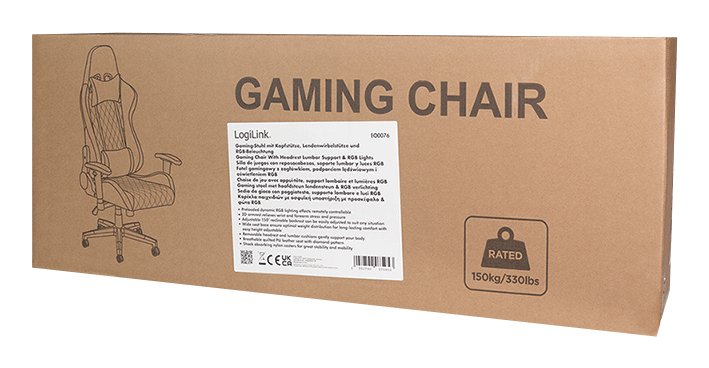 Gaming Chair, W Lumbar Support, Rgb Lights, Negro Azul