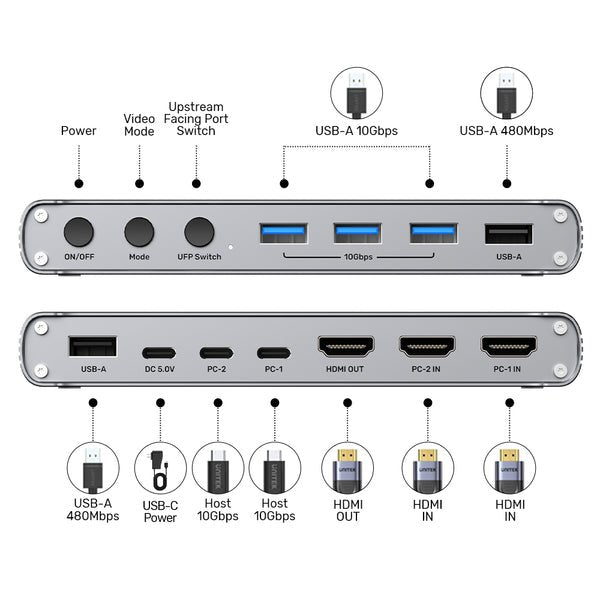 EAN 4894160058133 - UNITEK D1118AGY01-EU interruptor KVM Gris imagen 9