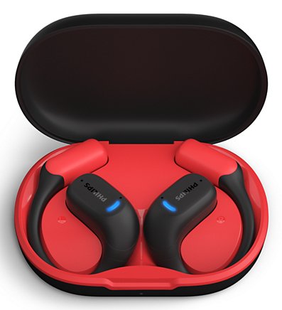 Auriculares Deportivos Bluetooth Philips Taa6709bk Con Estuche De Carga Autonomía 7h Negros Y Rojos