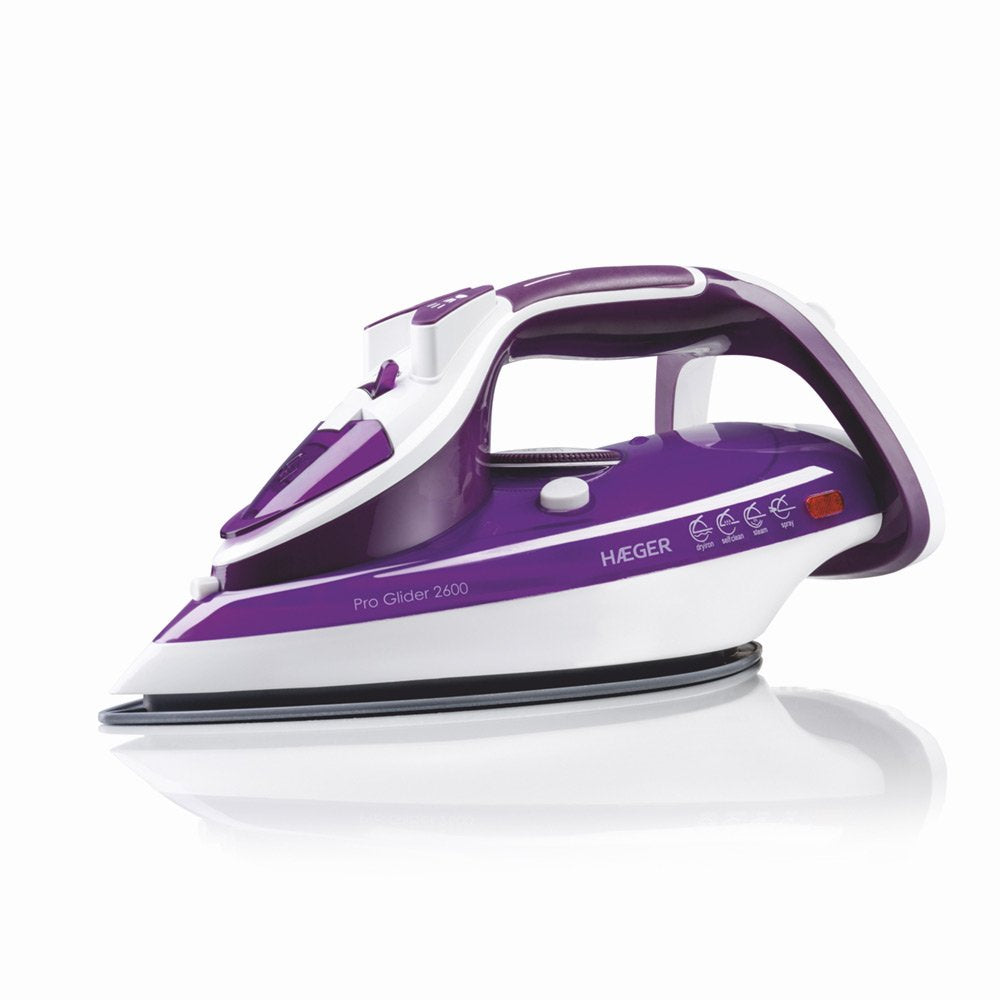 Haeger Pro Glider 2600 Plancha Vapor-Seco Suela De Cerámica 2600 W Violeta, Blanco