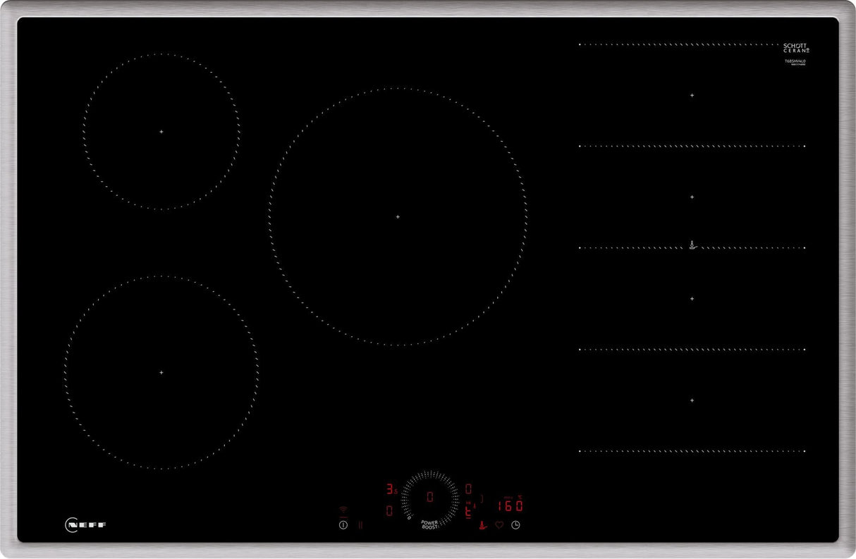 Neff T68shv4l0 N 70, Placa De Cocina Independiente Negra/Acero Inoxidable, 80 Cm T68shv4l0