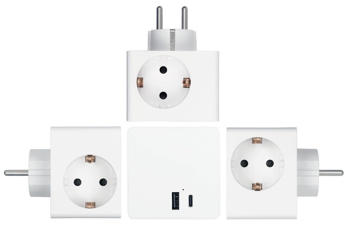 Enchufe Cubo Good Connections Kabelmeister De 3 Vías, 2x Usb, Regleta Blanca, 1x Usb-C Pd 3.0 20w, 1x Usb-A 18w Sw01-W