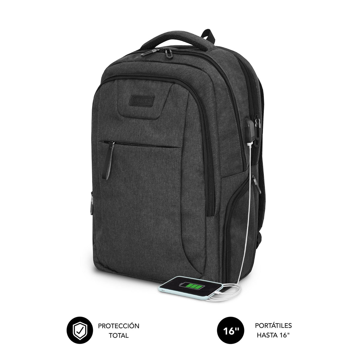 Mochila Subblim Professional Air Padding Backpack Para Portátiles Hasta 16' Puerto Usb