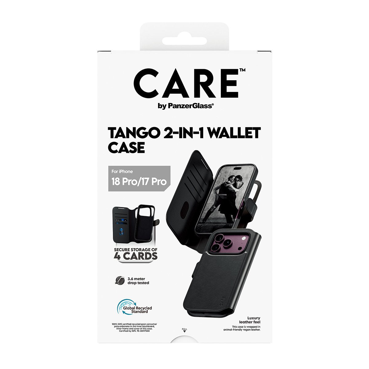 Panzerglass Care By ® Tango 2-In-1 Wallet Case Negro M. Magsafe Iphone 2026 Pro 17 Pro, Cover, Apple - Iphone 2026 Pro, Apple - Iphone 17 Pro, Transparente